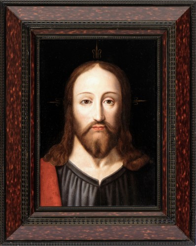 Le visage du Christ "Salvator Mundi" - Maître Flamand, 1500-1520 - Tableaux et dessins Style Renaissance
